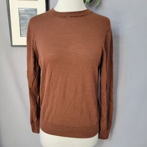 Muji Wool Silk Crewneck Pullover Sweater Brown M